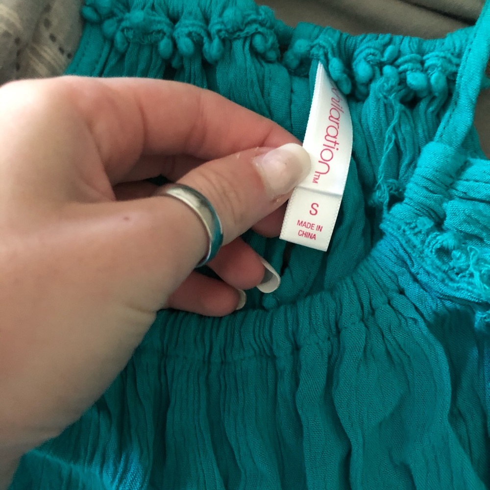 Small, aqua, tank top worn once.